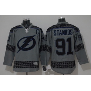 nhl jerseys tampa bay lightning #91 steven stamkos grey[charcoal cross check]