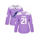 Women Adidas Tampa Bay Lightning #21 Brayden Point Purple Authentic Fights Cancer Stitched NHL Jersey