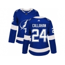 Women Adidas Tampa Bay Lightning #24 Ryan Callahan Blue Home Authentic Stitched NHL Jerse