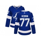 Women Adidas Tampa Bay Lightning #77 Victor Hedman Blue Home Authentic Stitched NHL Jersey