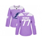 Women Adidas Tampa Bay Lightning #77 Victor Hedman Purple Authentic Fights Cancer Stitched NHL Jersey