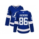 Women Adidas Tampa Bay Lightning #86 Nikita Kucherov Blue Home Authentic Stitched NHL Jersey