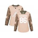 Women Adidas Tampa Bay Lightning #86 Nikita Kucherov Camo Authentic 2017 Veterans Day Stitched NHL Jersey