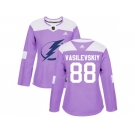 Women Adidas Tampa Bay Lightning #88 Andrei Vasilevskiy Purple Authentic Fights Cancer Stitched NHL Jersey