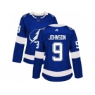 Women Adidas Tampa Bay Lightning #9 Tyler Johnson Blue Home Authentic Stitched NHL Jersey