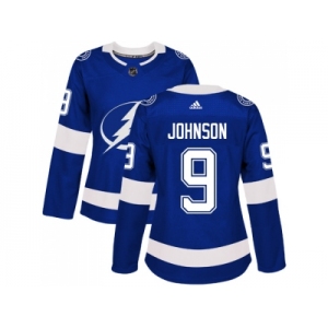 Women Adidas Tampa Bay Lightning #9 Tyler Johnson Blue Home Authentic Stitched NHL Jersey