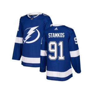 Youth Adidas Tampa Bay Lightning #91 Steven Stamkos Blue Home Authentic Stitched NHL Jersey