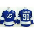 youth nhl jerseys tampa bay lightning #91 stamkos blue[2014 new stadium][patch C]