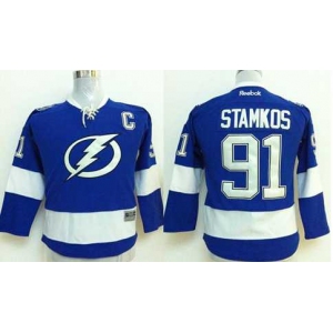 youth nhl jerseys tampa bay lightning #91 stamkos blue[2014 new stadium][patch C]