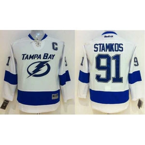 youth nhl jerseys tampa bay lightning #91 stamkos white[2014 new stadium][patch C]