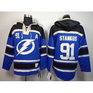 nhl jerseys tampa bay lightning #91 stamkos blue-black[pullover hooded sweatshirt][patch A]