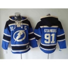 nhl jerseys tampa bay lightning #91 stamkos blue-black[pullover hooded sweatshirt][patch C]