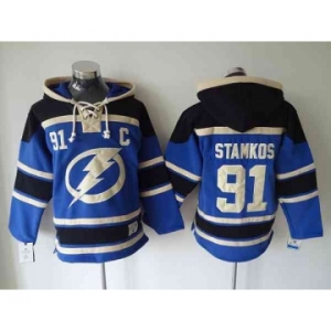 nhl jerseys tampa bay lightning #91 stamkos blue-black[pullover hooded sweatshirt][patch C]