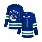 Adidas Vancouver Canucks #1 Kirk Mclean Authentic Blue Drift Fashion NHL Jersey