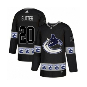 Adidas Vancouver Canucks #20 Brandon Sutter Authentic Black Team Logo Fashion NHL Jersey