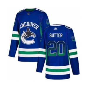 Adidas Vancouver Canucks #20 Brandon Sutter Authentic Blue Drift Fashion NHL Jersey