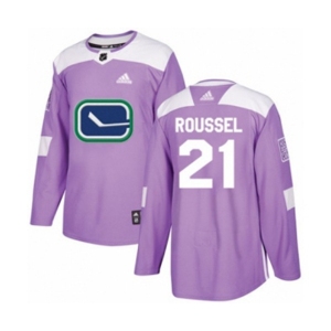 Adidas Vancouver Canucks #21 Antoine Roussel Authentic Purple Fights Cancer Practice NHL Jersey