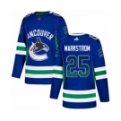 Adidas Vancouver Canucks #25 Jacob Markstrom Authentic Blue Drift Fashion NHL Jersey