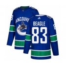 Adidas Vancouver Canucks #83 Jay Beagle Premier Blue Home NHL Jersey