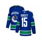 Men Adidas Vancouver Canucks #15 Derek Dorsett Blue Home Authentic Stitched NHL Jersey