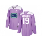 Men Adidas Vancouver Canucks #19 Markus Naslund Purple Authentic Fights Cancer Stitched NHL Jersey