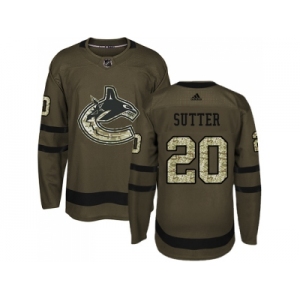 Men Adidas Vancouver Canucks #20 Brandon Sutter Green Salute to Service Stitched NHL Jersey