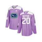 Men Adidas Vancouver Canucks #20 Brandon Sutter Purple Authentic Fights Cancer Stitched NHL Jersey