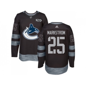 Men Adidas Vancouver Canucks #25 Jacob Markstrom Black 1917-2017 100th Anniversary Stitched NHL Jersey