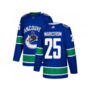 Men Adidas Vancouver Canucks #25 Jacob Markstrom Blue Home Authentic Stitched NHL Jersey