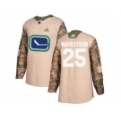 Men Adidas Vancouver Canucks #25 Jacob Markstrom Camo Authentic 2017 Veterans Day Stitched NHL Jersey