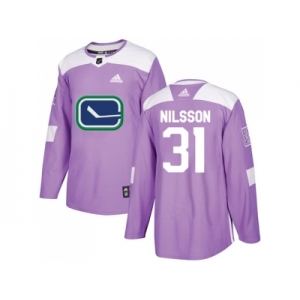 Men Adidas Vancouver Canucks #31 Anders Nilsson Purple Authentic Fights Cancer Stitched NHL Jersey