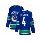 Men Adidas Vancouver Canucks #4 Michael Del Zotto Blue Home Authentic Stitched NHL Jersey