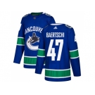 Men Adidas Vancouver Canucks #47 Sven Baertschi Blue Home Authentic Stitched NHL Jersey