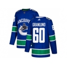 Men Adidas Vancouver Canucks #60 Markus Granlund Blue Home Authentic Stitched NHL Jersey