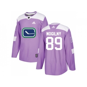 Men Adidas Vancouver Canucks #89 Alexander Mogilny Purple Authentic Fights Cancer Stitched NHL Jersey