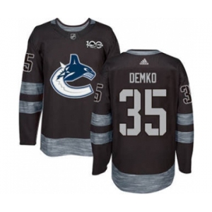 Men's Canucks #35 Thatcher Demko Black 1917-2017 100th Anniversary Stitched Hockey Jersey
