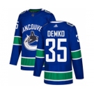 Men's Canucks #35 Thatcher Demko Blue Home Authentic Stitched Hockey Jersey