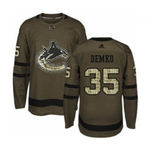 Men's Canucks #35 Thatcher Demko Green Salute to Service Stitched Hockey Jersey