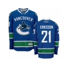 Men's Reebok Vancouver Canucks #21 Loui Eriksson Authentic Navy Blue Home NHL Jersey