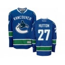 Men's Reebok Vancouver Canucks #27 Ben Hutton Authentic Navy Blue Home NHL Jersey