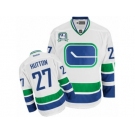 Men's Reebok Vancouver Canucks #27 Ben Hutton Authentic White Third 40TH Patch NHL Jersey