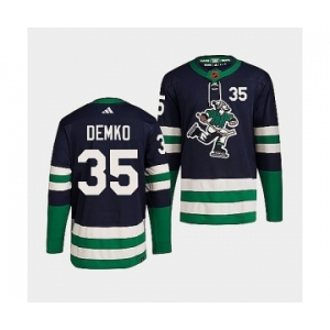 Men's Vancouver Canucks #35 Thatcher Demko Navy 2022 Reverse Retro Stitched Jersey