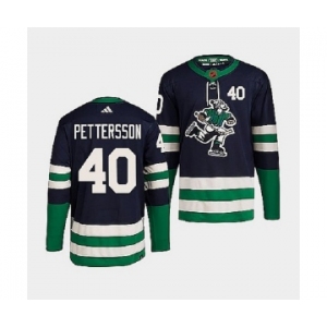 Men's Vancouver Canucks #40 Elias Pettersson Navy 2022 Reverse Retro Stitched Jersey