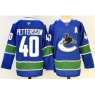 Men's Vancouver Canucks #40 Elias Pettersson Royal 2024-25 With A Patch Home Stitched Hockey Jersey