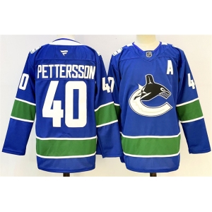 Men's Vancouver Canucks #40 Elias Pettersson Royal 2024-25 With A Patch Home Stitched Hockey Jersey