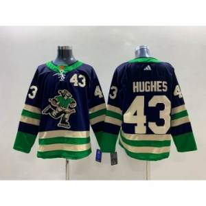 Men's Vancouver Canucks #43 Quinn Hughes Navy 2022 Reverse Retro Stitched Jersey