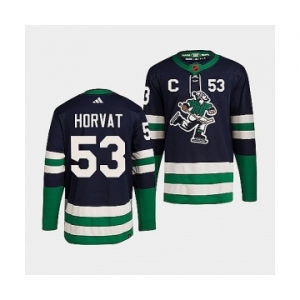 Men's Vancouver Canucks #53 Bo Horvat Navy 2022 Reverse Retro Stitched Jersey