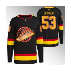 Men's Vancouver Canucks #53 Teddy Blueger Black Retro Stitched Jersey