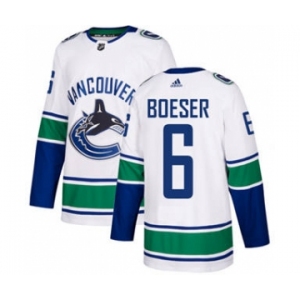 Men's Vancouver Canucks #6 Brock Boeser White Road Stitched Hockey Jersey