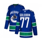 Men's Vancouver Canucks #77 Nikolay Goldobin Blue Home Stitched Hockey Jersey